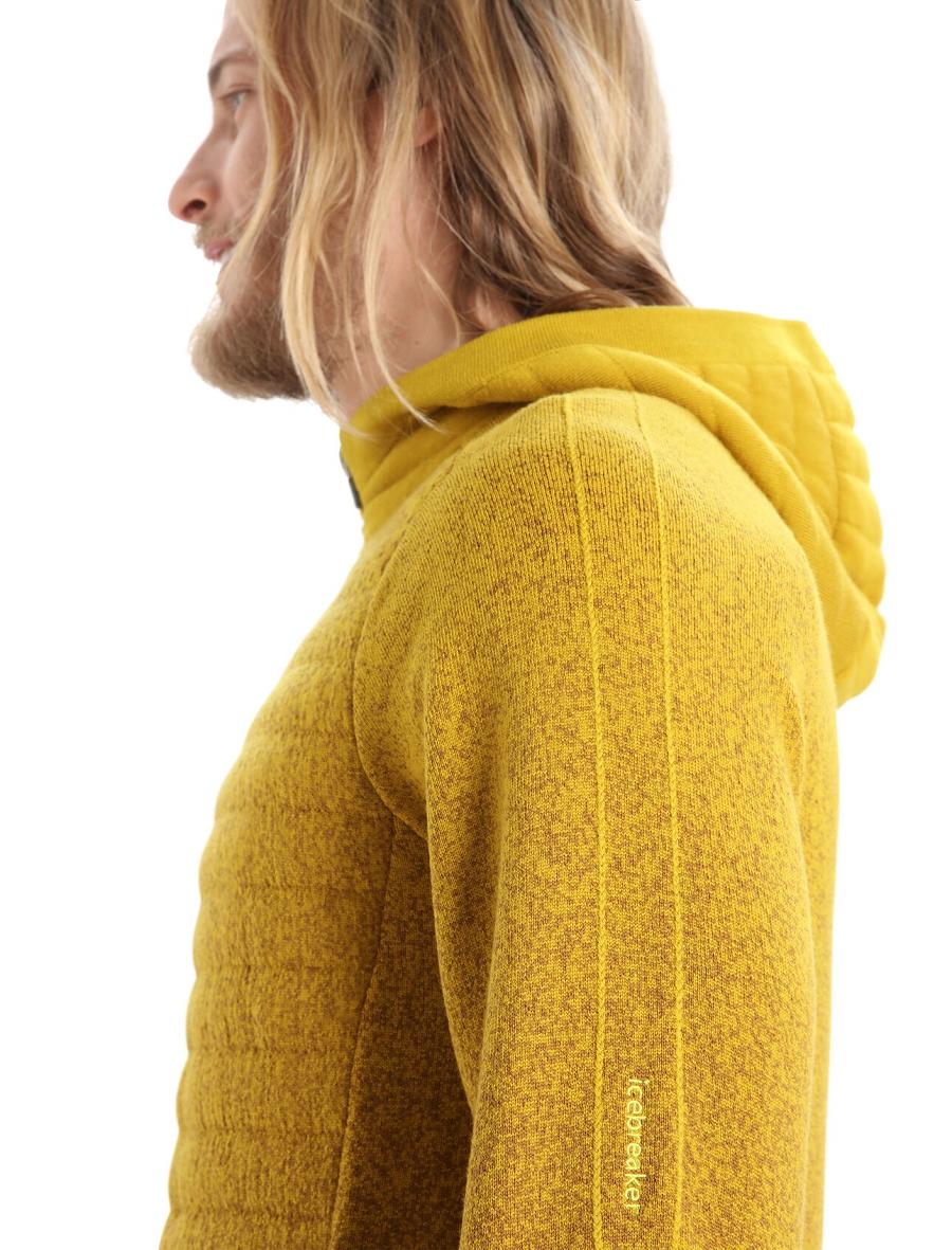 Clove / Silent Gold Men's Icebreaker ZoneKnit™ Merino Insulated Long Sleeve Zip Into the Deep Hoodie | USA 1259TCEV